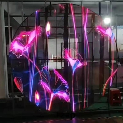شراء حلقة P3.97-7.81 LED لوحة الفيديو الحائط الشفافة النافذة كامل اللون online manufacture